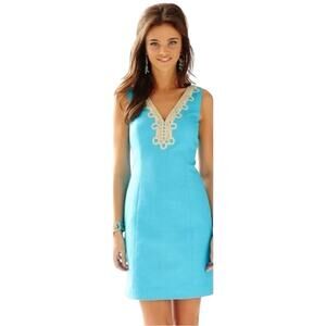 Lilly Pulitzer Bentley Dress Womens Size 2 Turquoise Sheath Wedding Guest Party